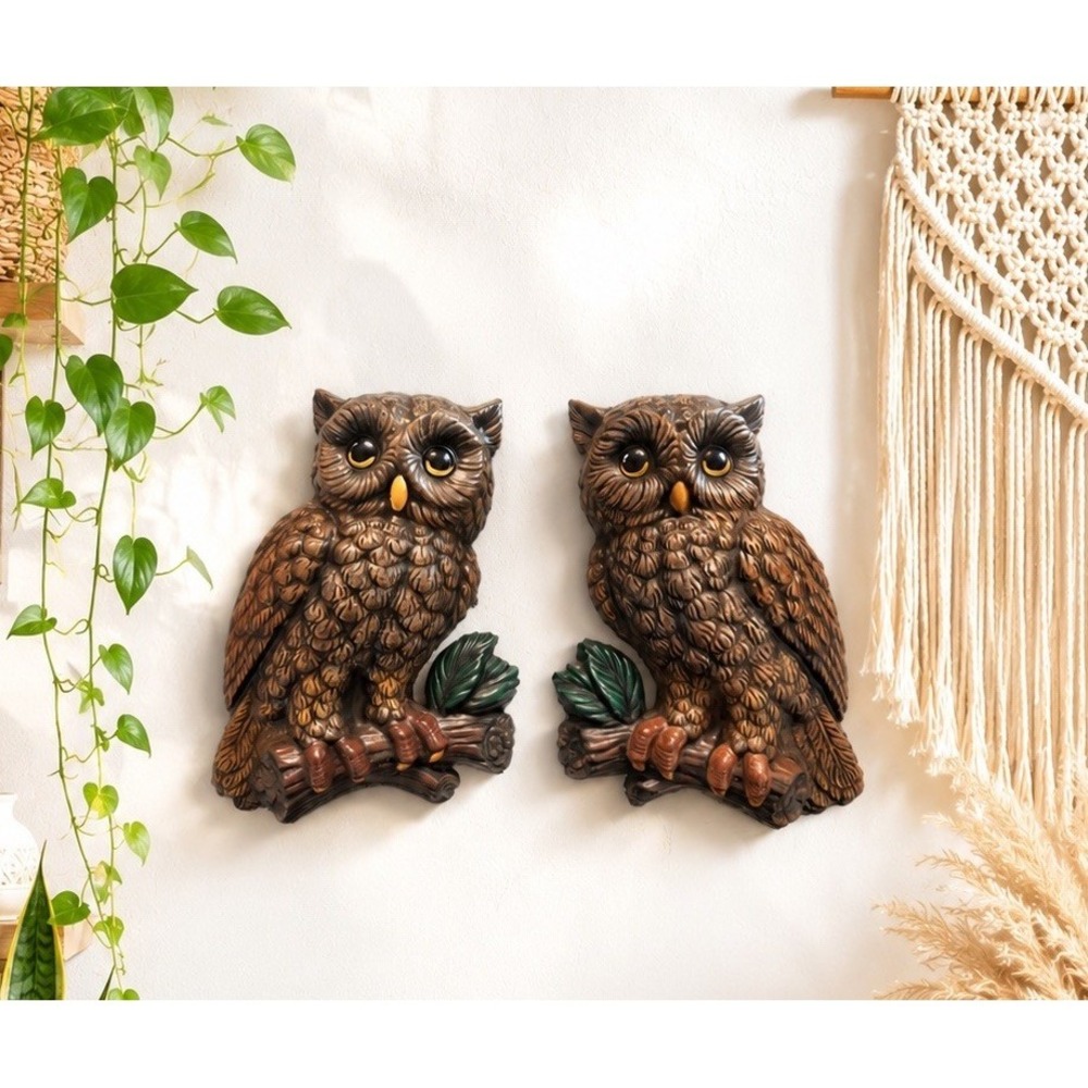 Vintage 1970s Wall Hanging Owl Kitshy Anamorphic Retro Wall Decor Gallery Art